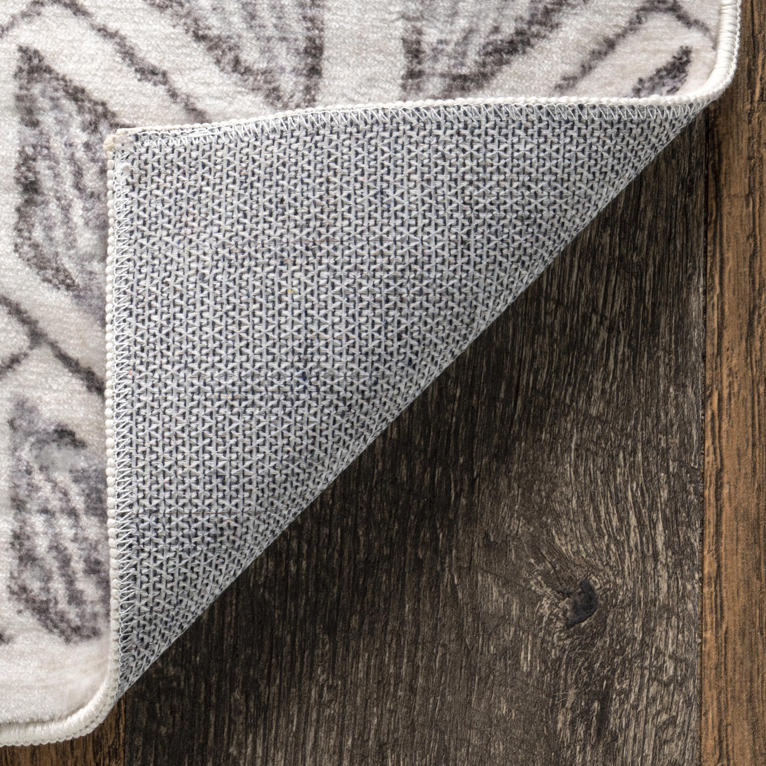 nuLOOM Via Geometric Striped Machine Washable Area Rug, 8x10, Grey