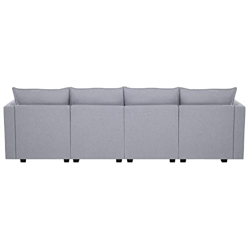 Elizabeth Modular 4 Piece Sofa for Living Room with Extendable Design & Soft Comfortable Seating – Linen Modern sofa couch with Sturdy Wooden Frame, Ideal for Small Spaces, Easy Assembly, Gray