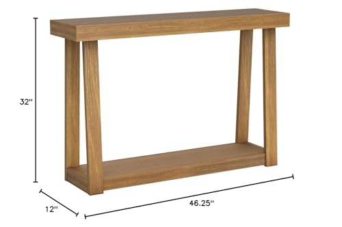 Plank+Beam Solid Wood Console Table with Storage, 46.25 Inch, Sofa Table with Shelf, Narrow Entryway Table for Hallway, Behind The Couch, Living Room, Foyer, Easy Assembly, Pecan