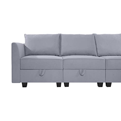 Elizabeth Modular 4 Piece Sofa for Living Room with Extendable Design & Soft Comfortable Seating – Linen Modern sofa couch with Sturdy Wooden Frame, Ideal for Small Spaces, Easy Assembly, Gray