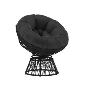 flash furniture bowie comfort series black swivel patio chair with black cushion