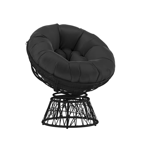 Flash Furniture Bowie Comfort Series Black Swivel Patio Chair with Black Cushion