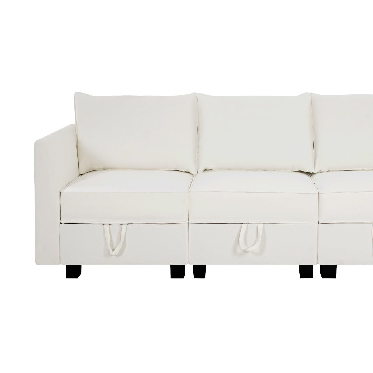 Naomi Home Elizabeth Modern DIY Collection - Convertible Modular Sectional Sofa - Ultimate Sofa Experience - Linen Sofa Couch for Living Room, Apartment, Office - 6 Piece Modular Sectional - White