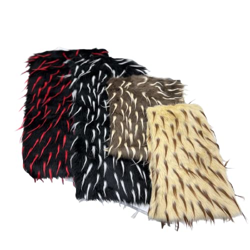 Fashion Fabrics LLC Two Tone Spike Shaggy Faux Fur Fabric (Black | Red)