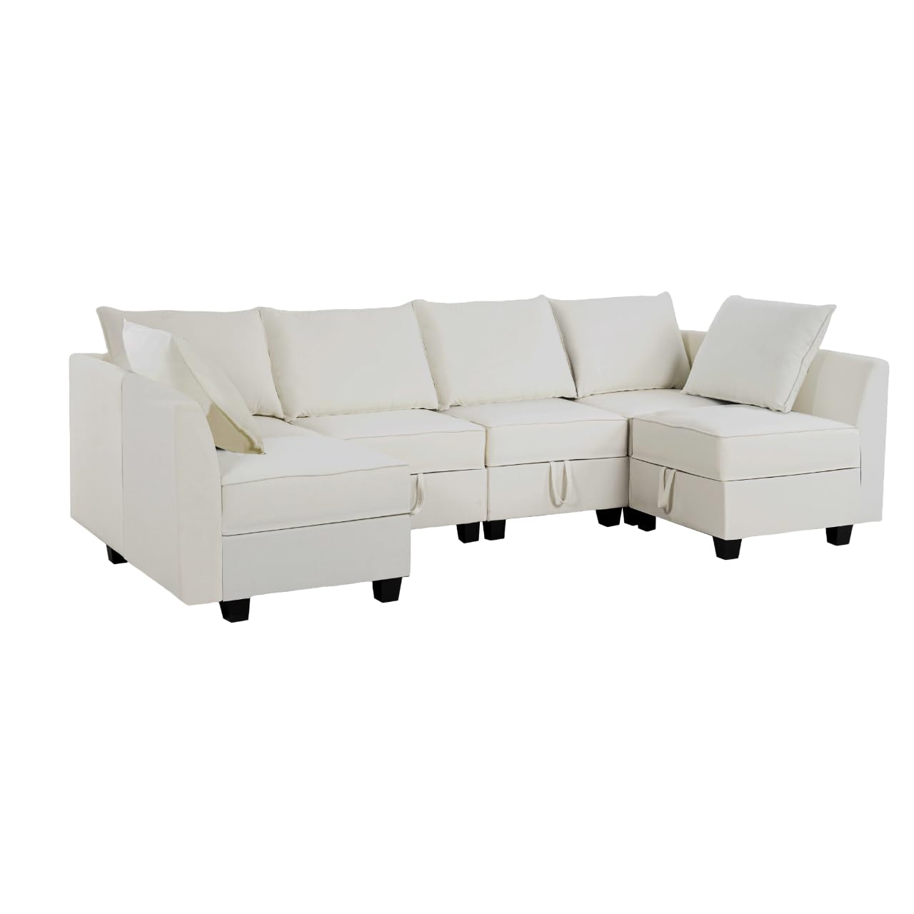 Naomi Home Elizabeth Modern DIY Collection - Convertible Modular Sectional Sofa - Ultimate Sofa Experience - Linen Sofa Couch for Living Room, Apartment, Office - 6 Piece Modular Sectional - White