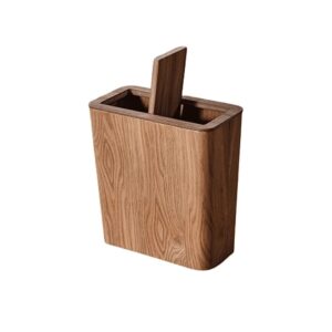 uoxoo garbage can walnut/curved willow trash can wastebasket square garbage bin for living room, bedroom,bathroom/curved willow brown with lid