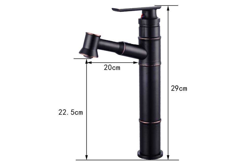 Black Bronze Belt Pull Out Shower Faucet Bath Sink Faucet Basin with High Wash Basin Cold Water Mixer Faucet Single Handle Single-Connected Belt Aerator