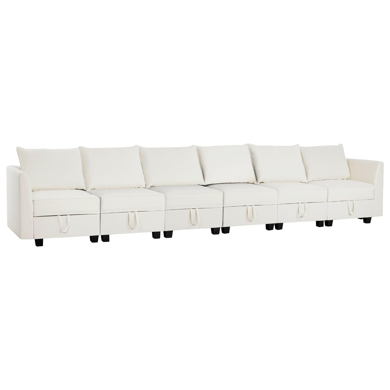 Naomi Home Elizabeth Modern DIY Collection - Convertible Modular Sectional Sofa - Ultimate Sofa Experience - Linen Sofa Couch for Living Room, Apartment, Office - 6 Piece Modular Sectional - White