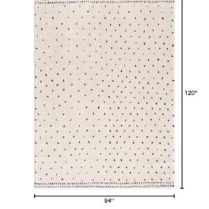 Hauteloom Julie Living Room, Bedroom Shaggy Area Rug - Spotted Polka Dot Carpet - High Pile, Soft Touch, Shag - Black, Cream - 7'10" x 10'