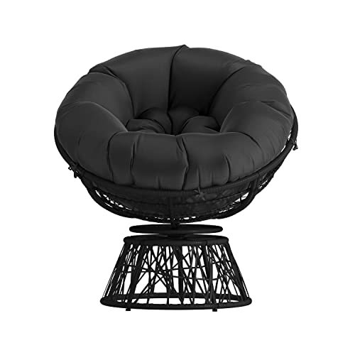 Flash Furniture Bowie Comfort Series Black Swivel Patio Chair with Black Cushion