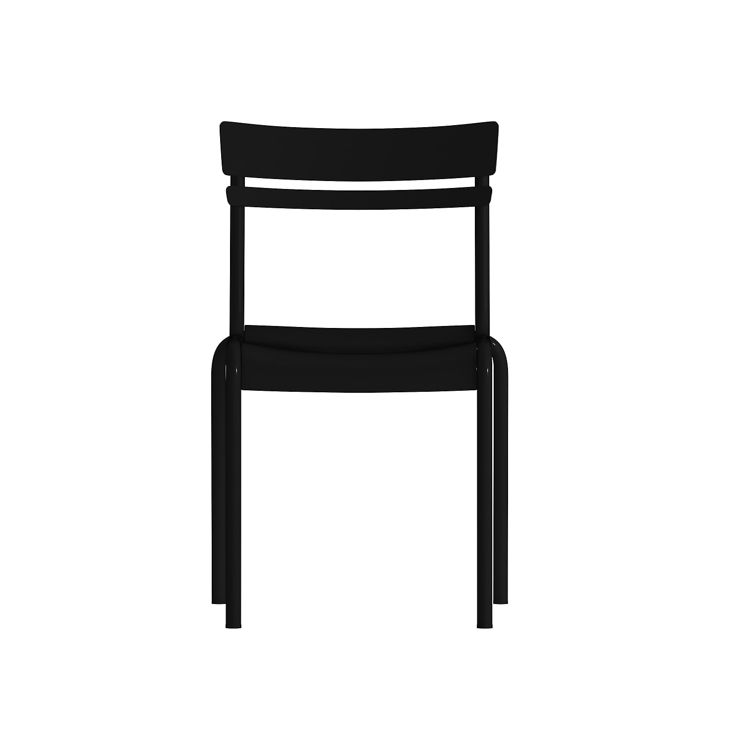 Flash Furniture Nash Commercial Grade Steel Stack Chair, Indoor-Outdoor Armless Chair with 2 Slat Back, Set of 4, Black