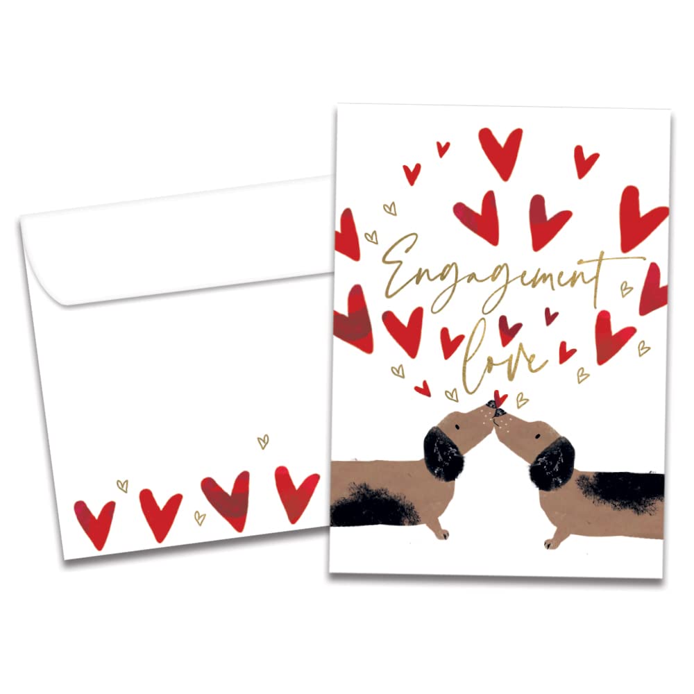 Tree-Free Greetings Bridal Shower Engagement Greeting Card Eco Friendly Made in USA 100% Recycled Paper 5"x7" Puppy Love (GO65220)