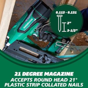 Metabo HPT Cordless 18V MultiVolt™ Framing Nailer Kit | 21 Degree Magazine | Round Head Nails from 2-Inch up to 3-1/2-Inch | 1-18V 4.0Ah Li-Ion Battery w/Fuel Gauge | NR1890DRST