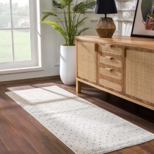 Hauteloom Julie Living Room, Bedroom Shaggy Area Rug - Spotted Polka Dot Carpet - High Pile, Soft Touch, Shag - Black, Cream - 7'10" x 10'