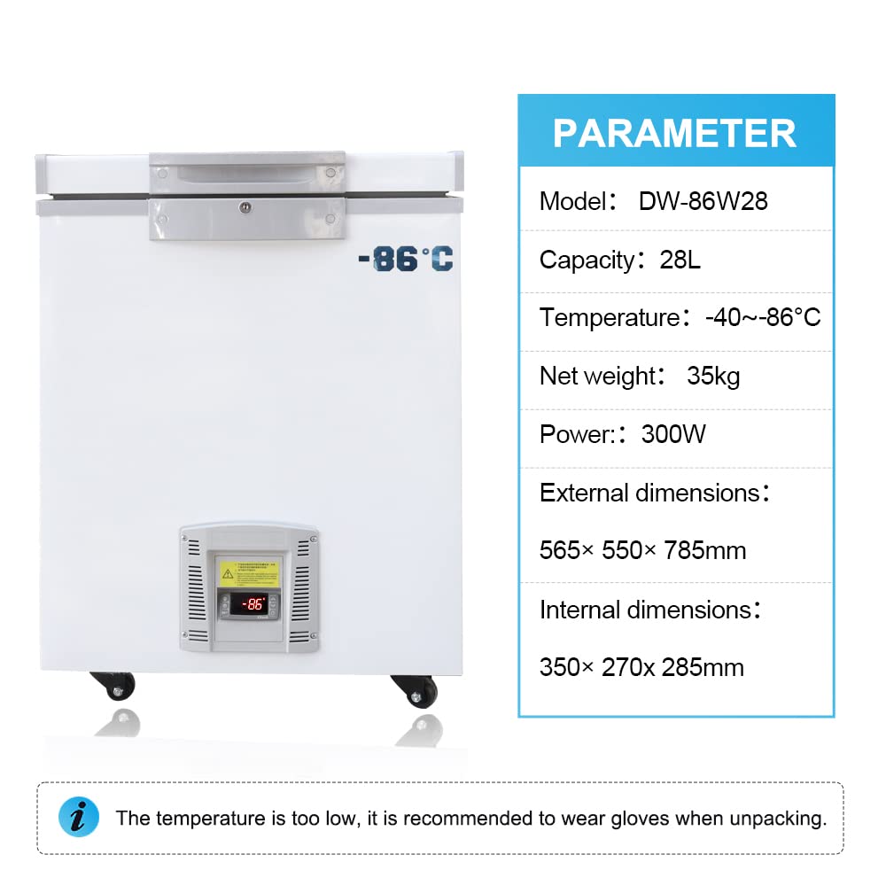 -86°C Ultra-Low Temperature Freezer 28L Lab Cryogenic Freezer -123 °F Samples Flash Freezer for Laboratory Samples Storage (28L)