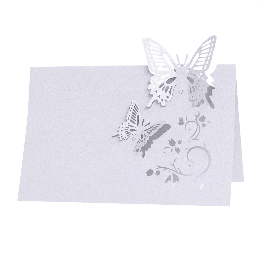 50PCS Hollow Butterfly Table Place Cards, Name Place Cards for Table Setting, Seating Place Cards Banquet Seat Cards Name Cards Wedding Place Cards for Table, Dinner Parties, 3.5 x 2.4 Inch