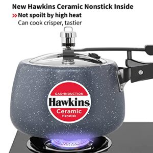 HAWKINS 3 Litre Ceramic Nonstick Pressure Cooker, Induction Inner Lid Cooker, Granite Contura Shaped Cooker, Best Cooker (ICC30)