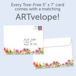 Tree-Free Greetings - Birthday Cards - Artful Designs - 1 Card + Matching Envelopes - Made in USA - 100% Recycled Paper - 5"x7" - Cumpleanos Flowers (GO64622)