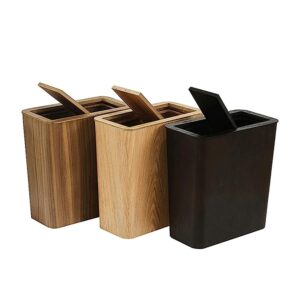 UOXOO Garbage Can Walnut/Curved Willow Trash Can Wastebasket Square Garbage Bin for Living Room, Bedroom,Bathroom/Curved Willow Brown with Lid