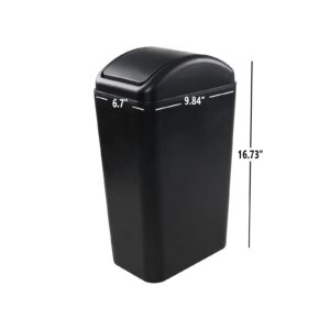 Kiddream 14 L/ 3.6 Gal Waste Bin with Lids, Plastic Black Garbage Trash Can, F