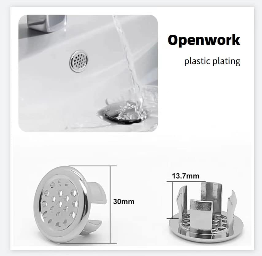 12 Pieces Sink Overflow Ring, Sink Overflow Ring Set Bathroom Accessary Kitchen Bathroom Sink Basin Overflow Cover Vanity Sink Overflow Cover, Silver (6 per item)