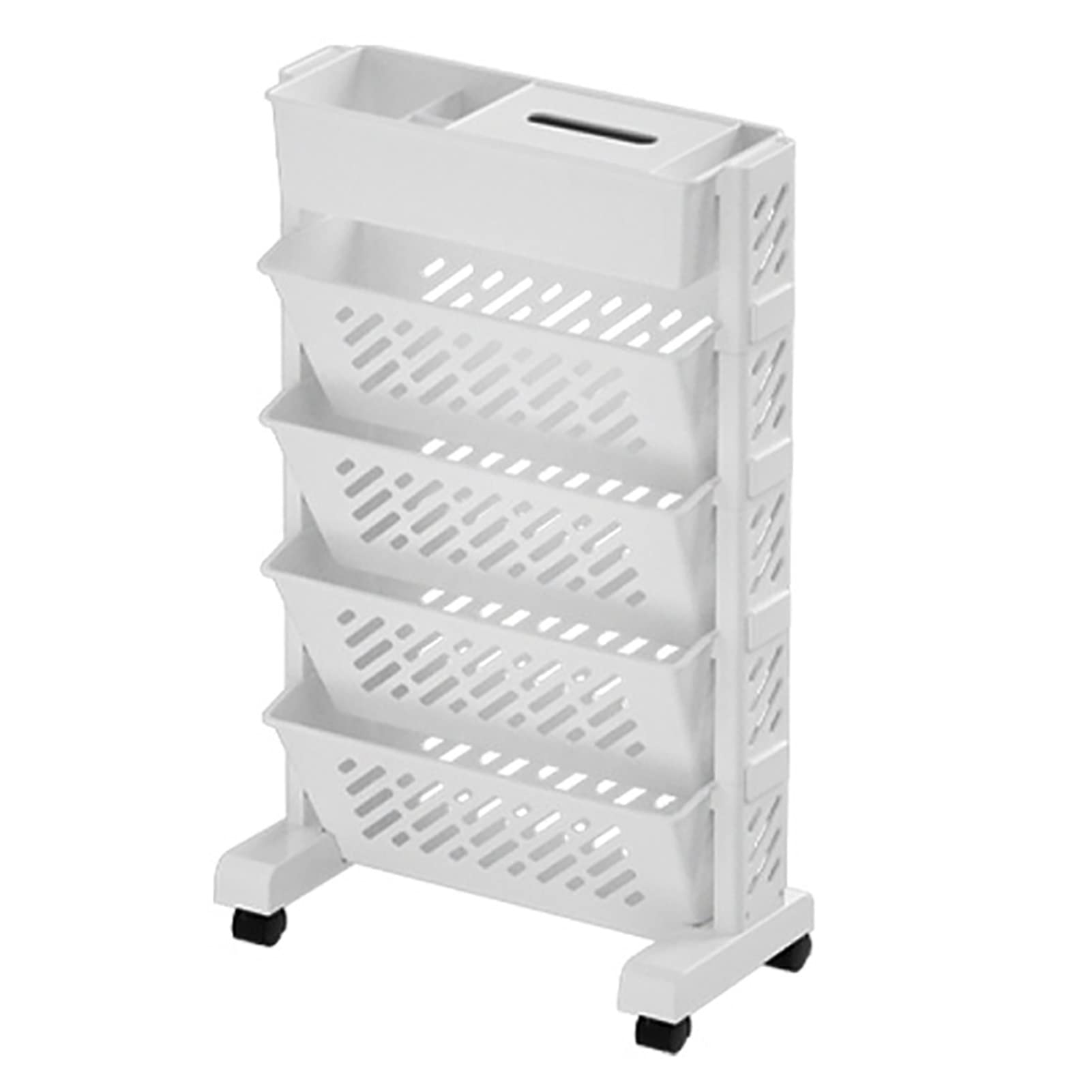 Tnfeeon Movable Bookshelf, Large Capacity Plastic Compact Stable Structure Storage Organizer Shelf for Office (5 Layer)