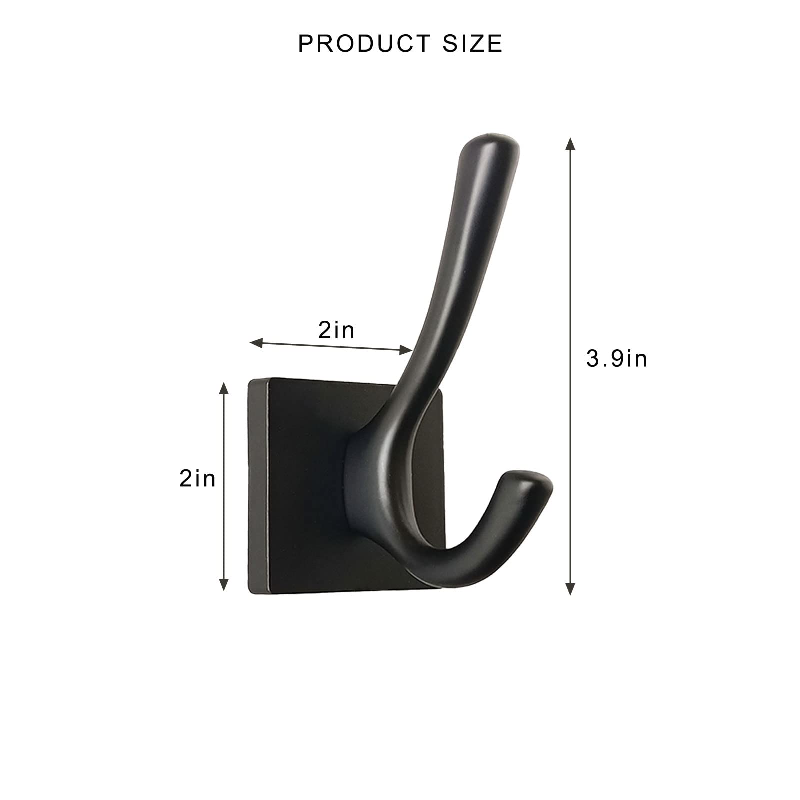 HOWMAX Black Towel Coat Hooks, Matte Black Towel Robe Hook for Bathroom Mudroom Hooks Heavy Duty Metal Coat Bacbpack Hooks for Bath Hallway Entry Way Kitchen Garage Hotel Wall Mounted (Black, 2)