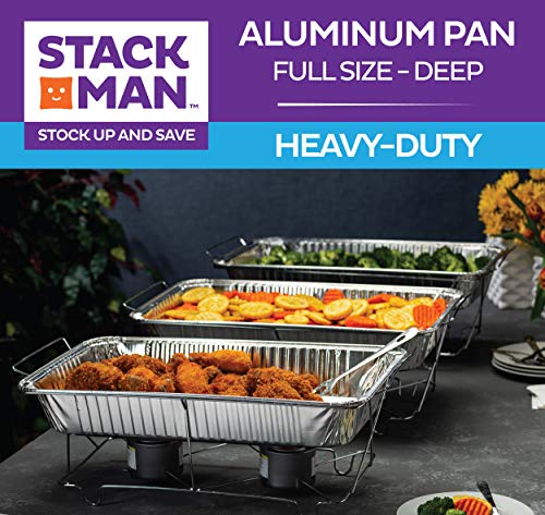 Full Size Large Aluminum Pans, Disposable Foil 21x13 Deep [20-Pack] Steam Table Chafing Pan - Extra Heavy Duty Durable Tray - Great for Roasting, Cooking, Warming, Prepping and Storing Food