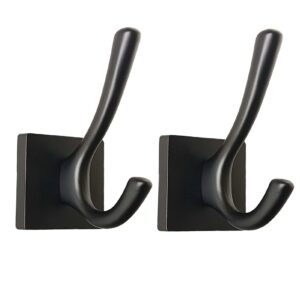 howmax black towel coat hooks, matte black towel robe hook for bathroom mudroom hooks heavy duty metal coat bacbpack hooks for bath hallway entry way kitchen garage hotel wall mounted (black, 2)