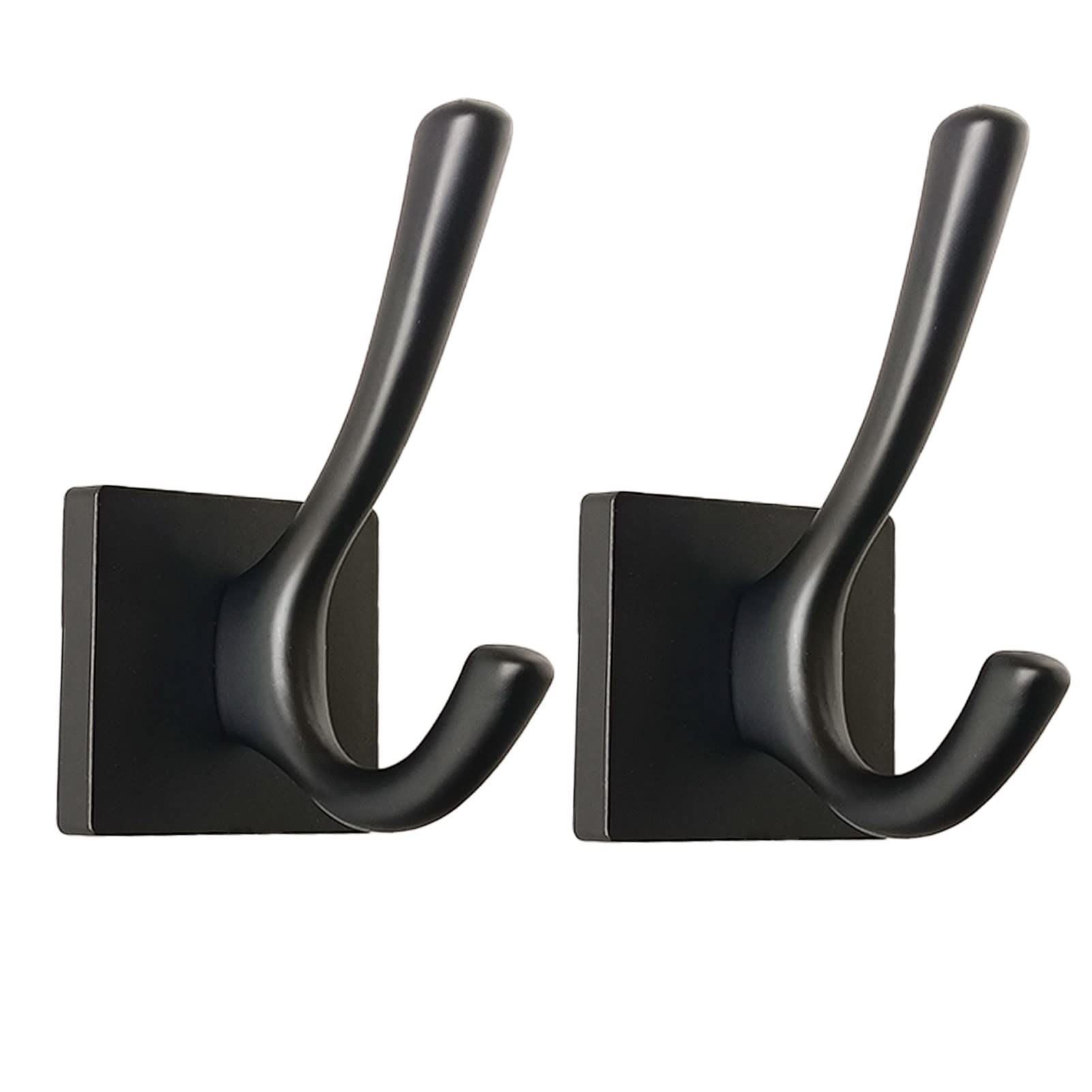 HOWMAX Black Towel Coat Hooks, Matte Black Towel Robe Hook for Bathroom Mudroom Hooks Heavy Duty Metal Coat Bacbpack Hooks for Bath Hallway Entry Way Kitchen Garage Hotel Wall Mounted (Black, 2)