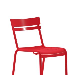 Flash Furniture Nash Commercial Grade Steel Stack Chair, Indoor-Outdoor Armless Chair with 2 Slat Back, Set of 4, Red