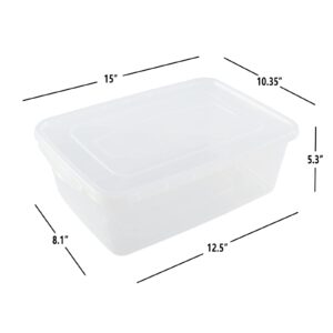 Zopnny 4-Pack 14 Qt. Stackable Nestable Box Tote Closet Organization, Plastic Latch Bin with Lids, Clear