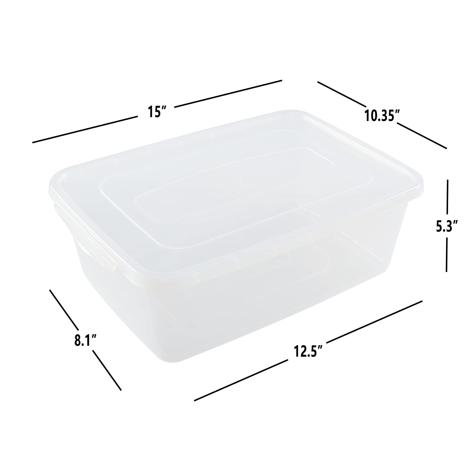 Zopnny 4-Pack 14 Qt. Stackable Nestable Box Tote Closet Organization, Plastic Latch Bin with Lids, Clear