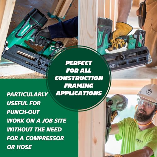 Metabo HPT Cordless 18V MultiVolt™ Framing Nailer Kit | 21 Degree Magazine | Round Head Nails from 2-Inch up to 3-1/2-Inch | 1-18V 4.0Ah Li-Ion Battery w/Fuel Gauge | NR1890DRST