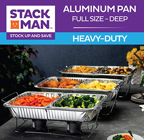 Full Size Large Aluminum Pans, Disposable Foil 21x13 Deep [20-Pack] Steam Table Chafing Pan - Extra Heavy Duty Durable Tray - Great for Roasting, Cooking, Warming, Prepping and Storing Food