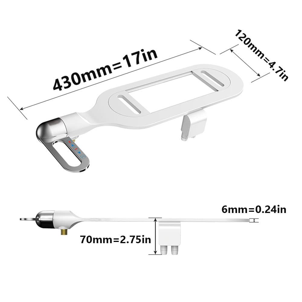 RADAAB Non-Electric Bidet Attachment for Toilet- Retractable Dual Nozzle with Adjustable Water Pressure, Fresh Water Bidet Toilet Seat Attachment,Easy to Install