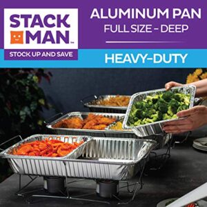 Full Size Large Aluminum Pans, Disposable Foil 21x13 Deep [20-Pack] Steam Table Chafing Pan - Extra Heavy Duty Durable Tray - Great for Roasting, Cooking, Warming, Prepping and Storing Food