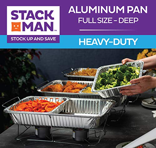 Full Size Large Aluminum Pans, Disposable Foil 21x13 Deep [20-Pack] Steam Table Chafing Pan - Extra Heavy Duty Durable Tray - Great for Roasting, Cooking, Warming, Prepping and Storing Food