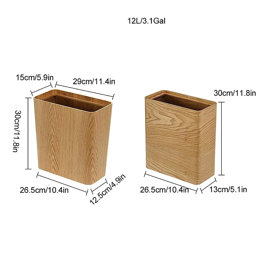 UOXOO Garbage Can Walnut/Curved Willow Trash Can Wastebasket Square Garbage Bin for Living Room, Bedroom,Bathroom/Curved Willow Brown with Lid