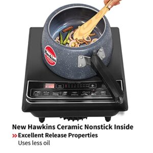 HAWKINS 3 Litre Ceramic Nonstick Pressure Cooker, Induction Inner Lid Cooker, Granite Contura Shaped Cooker, Best Cooker (ICC30)