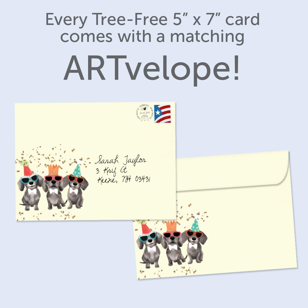 Tree-Free Greetings - Humorous Birthday Cards - Artful Designs - 1 Card + Matching Envelopes - Made in USA - 100% Recycled Paper - 5"x7" - Party Dogs (GO65230)