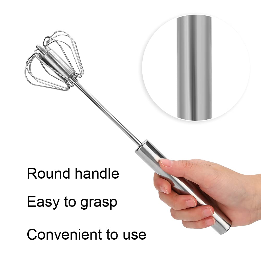 Hand Blenders,Stainless Steel Semi-Automatic Multifunction Cream Mixer Manual Egg Blender Stainless Steel Egg Color Cream Mixer Wand [#1]