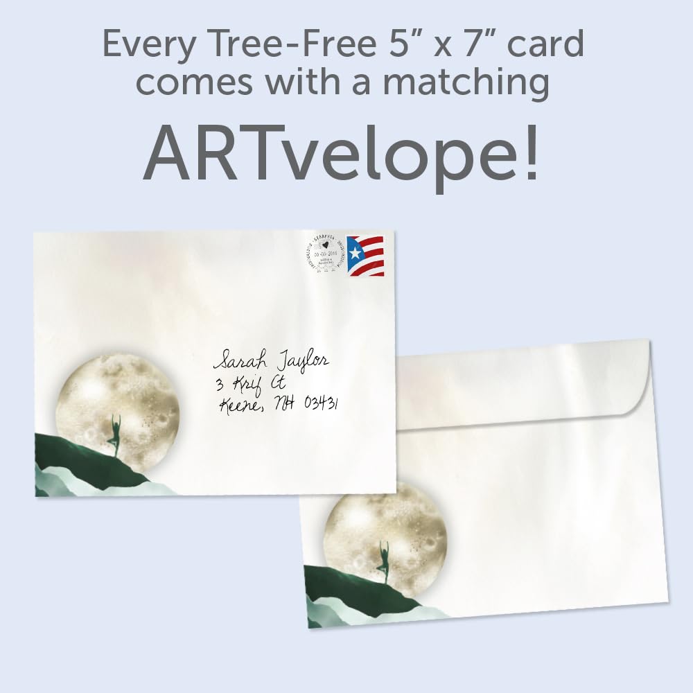 Tree-Free Greetings - Birthday Cards - Artful Designs - 1 Card + Matching Envelopes - Made in USA - 100% Recycled Paper - 5"x7" - Moon Child (GO65328)