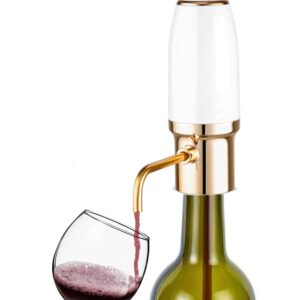 Thirdtms Electric Wine Aerator Pourer, Wine Air Aerator Pourer, Electric Wine Decanter with Aerator, Wine Pourer Spout, USB Rechargeable, Gift Idea for Wine Lovers White & Gold