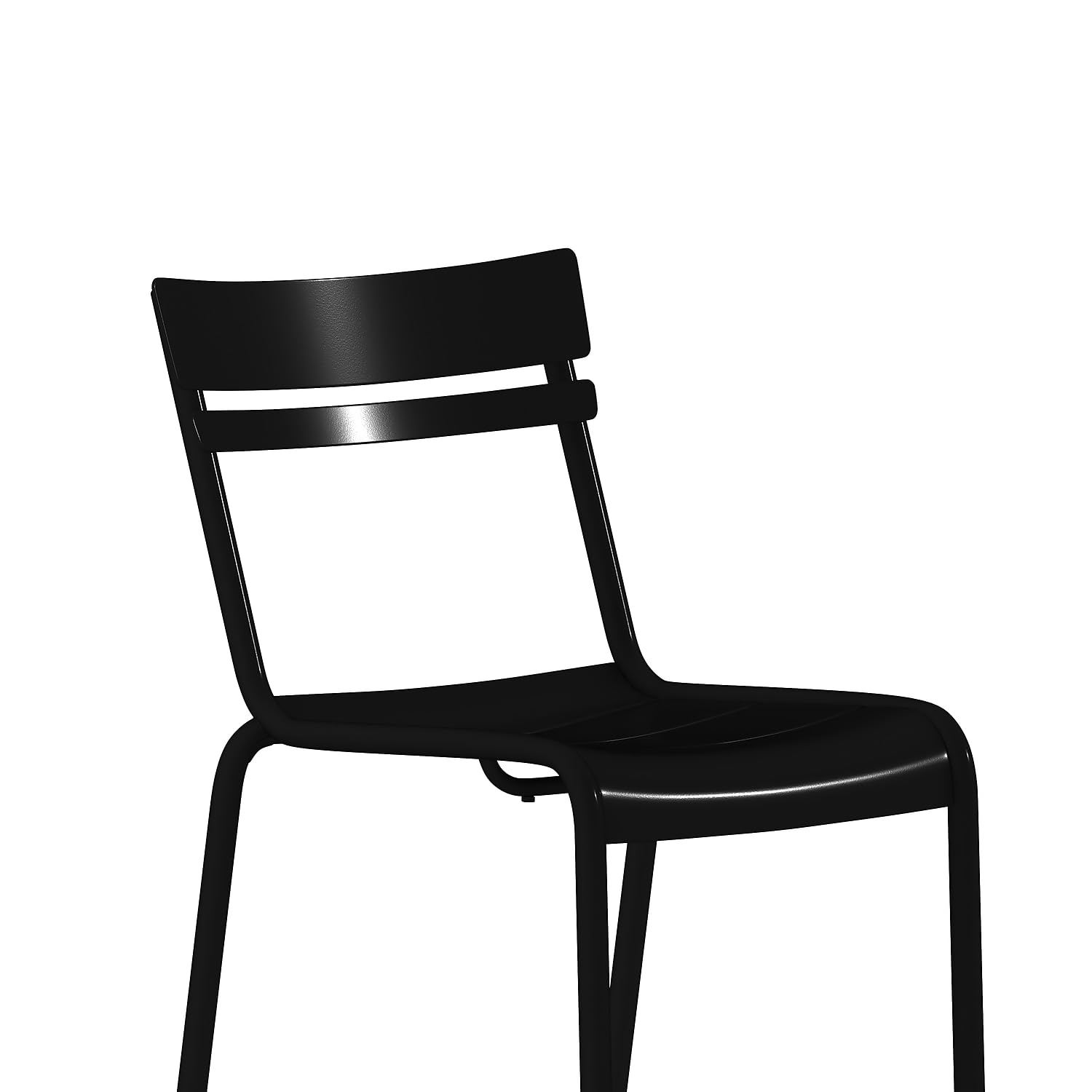 Flash Furniture Nash Commercial Grade Steel Stack Chair, Indoor-Outdoor Armless Chair with 2 Slat Back, Set of 4, Black