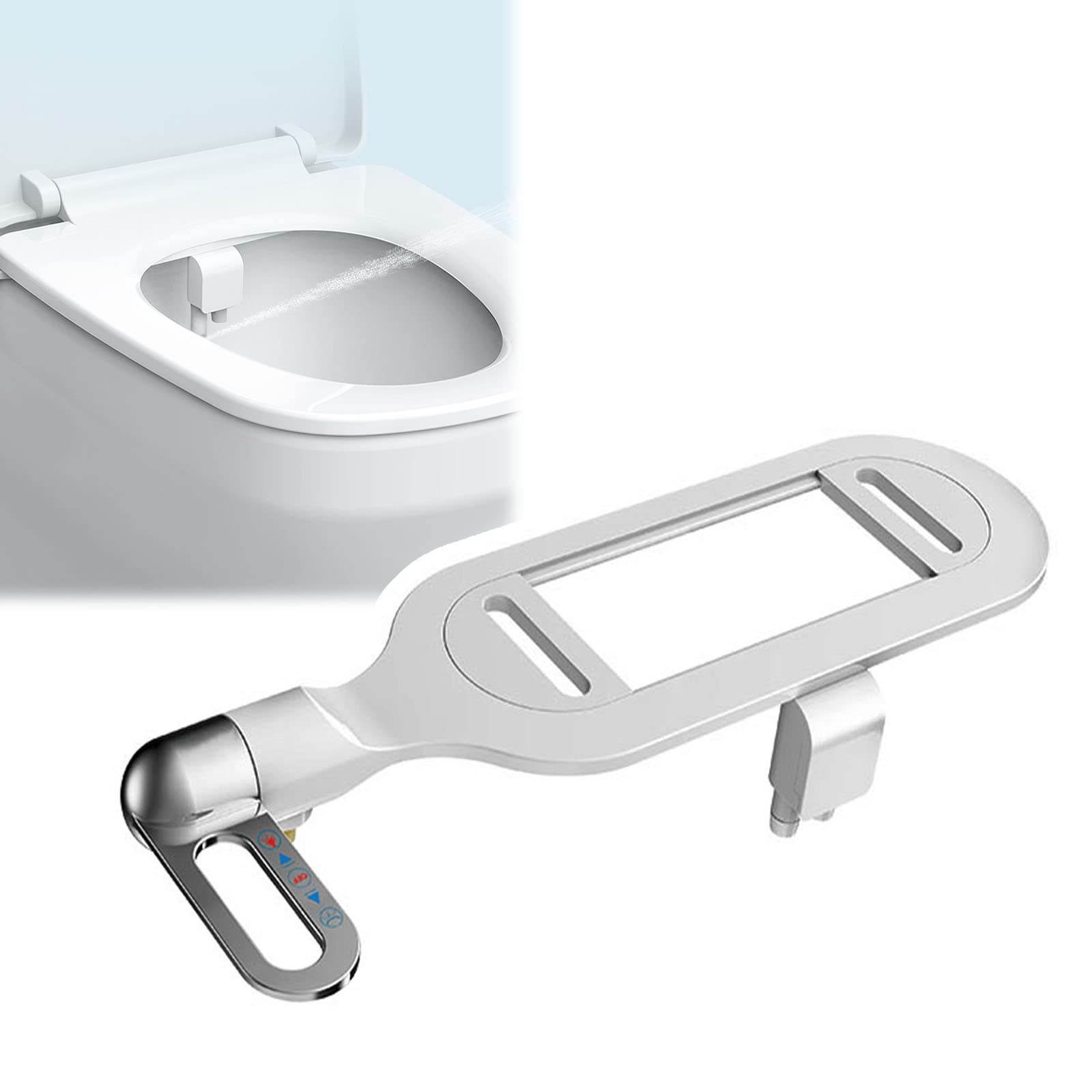 RADAAB Non-Electric Bidet Attachment for Toilet- Retractable Dual Nozzle with Adjustable Water Pressure, Fresh Water Bidet Toilet Seat Attachment,Easy to Install