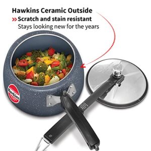 HAWKINS 3 Litre Ceramic Nonstick Pressure Cooker, Induction Inner Lid Cooker, Granite Contura Shaped Cooker, Best Cooker (ICC30)