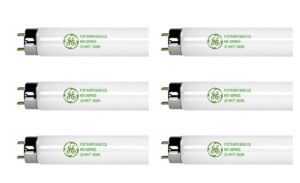 (case of 6) ge 68851 fluorescent t8 tube, f32t8/spx35/eco2 32w t8 bulbs 3500k 800 series, 48 inch fluorescent t8 lamp