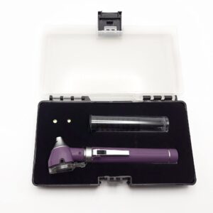 MEDCASE Brilliance German Fiber Optic Otoscope - Professional Ear Scope with LED Light and Speculum for Ear Examination and Diagnosis - Ideal for Professional and Home Use - Purple Color