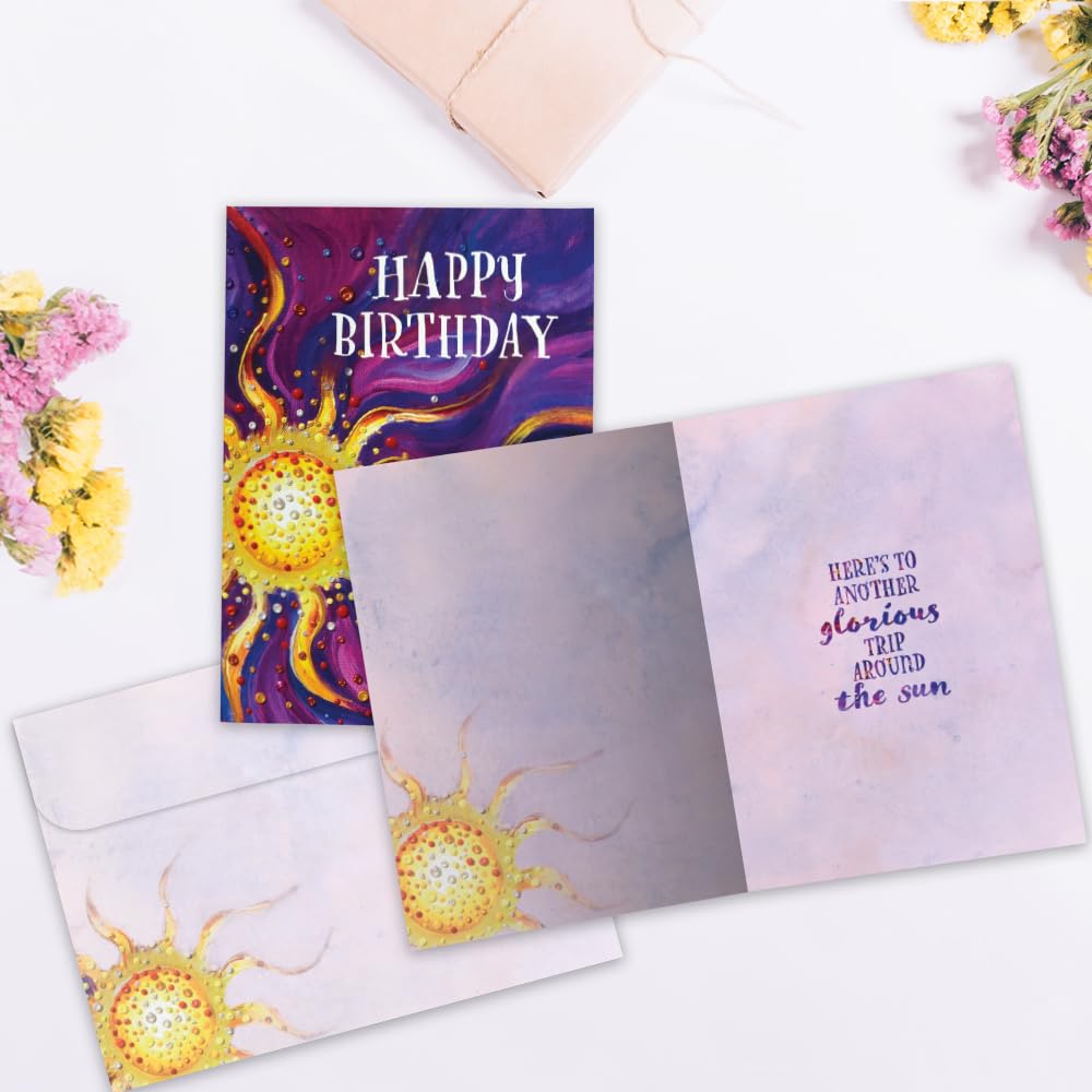 Tree-Free Greetings - Birthday Cards - Artful Designs - 1 Card + Matching Envelopes - Made in USA - 100% Recycled Paper - 5"x7" - Another Glorious Trip (GO65256)